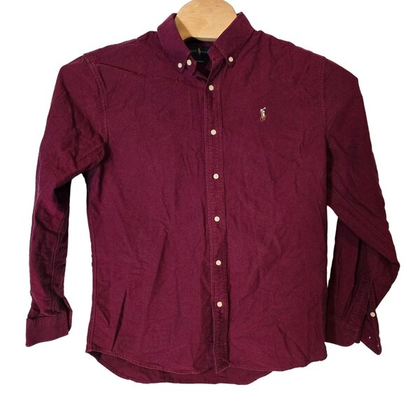 Ralph Lauren Custon Fit Heavy Cotton Button Down Shirt Size XL Men's Burgandy - Picture 2 of 5